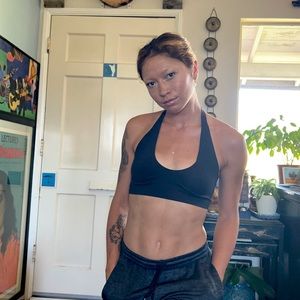 Free People black halter top sports bra.